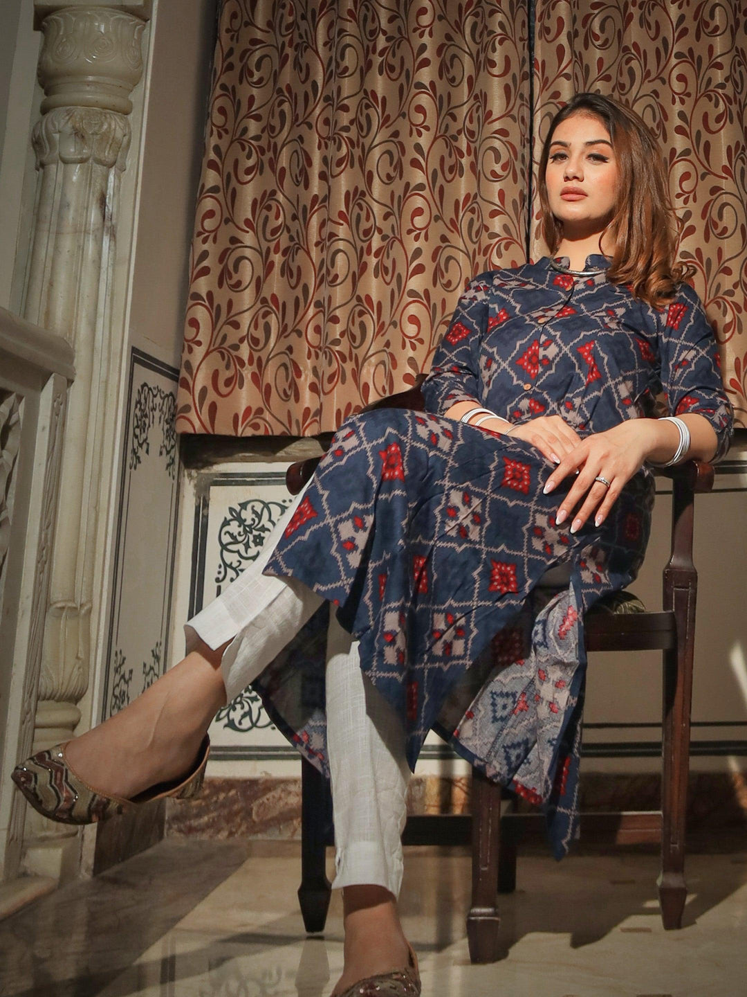 A-Line Printed Rayon Kurta — view 1