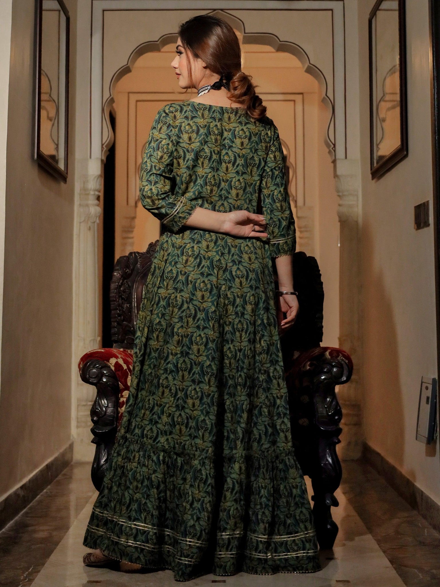 Divena Dark Green Anarakali Kurta - divenaworld.com