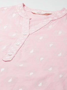Divena Baby Pink Cotton Kurta Palazzo Set - divena world