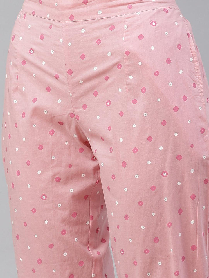 Divena Pink Cotton A-line kurta Pant set with Dupatta - divena world