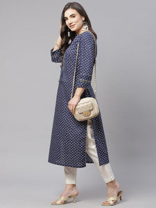 Divena Indigo Cotton Straight Kurti - divena world