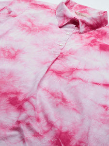 Divena Pink Cotton Shirt Style Kurta Hem Cuffed Pant Set - divena world