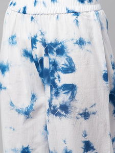 Divena Blue Cotton Shirt Style Kurta Hem Cuffed Pant Set - divena world