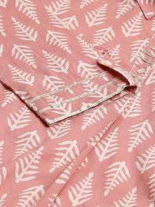 Divena Pink Cotton Shirt Style Kurta Hem Cuffed Pant Co-ord Set - divena world