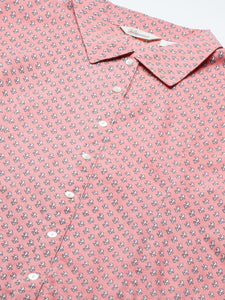 Divena Baby Pink Block Printed Casual Women Shirts - divena world