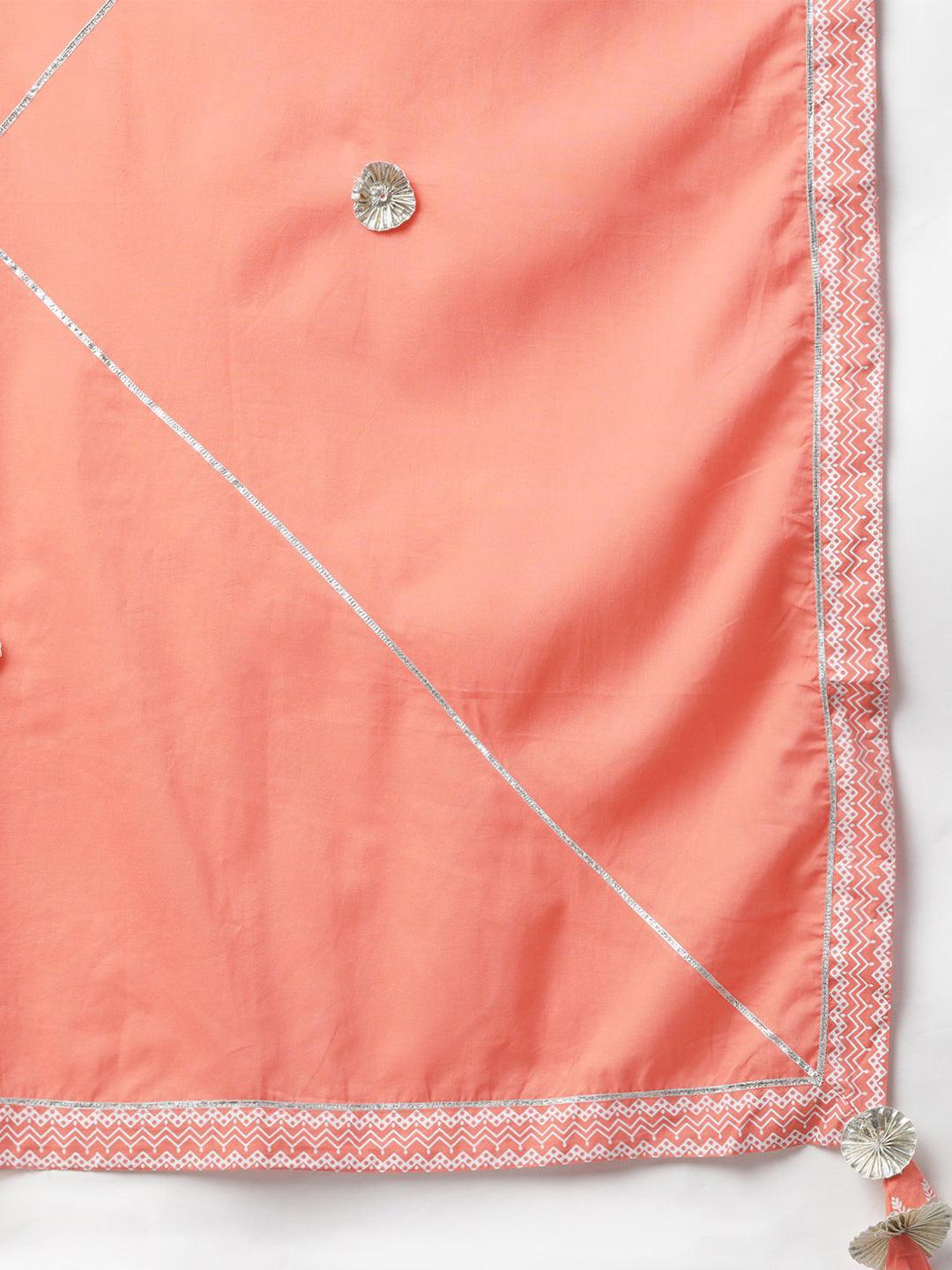 Plus Size Pink Printed Crop Top, lehenga with Dupatta set - divena world