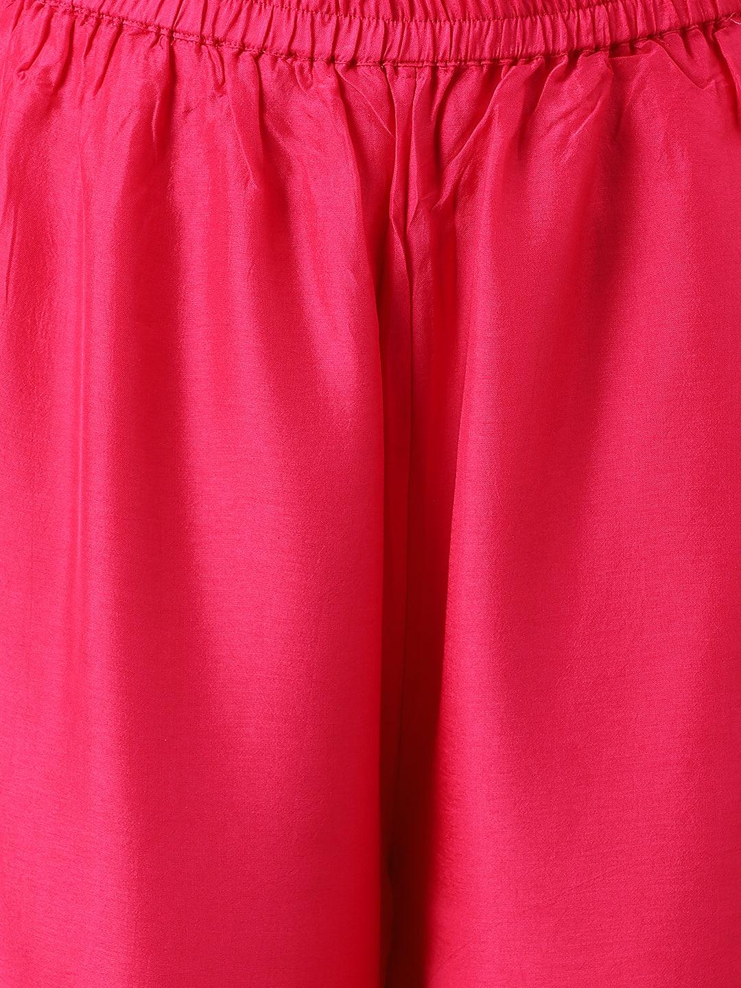 Divena Pink russian silk Hand embroidery Kurta Sharara with Organza dupatta - divena world