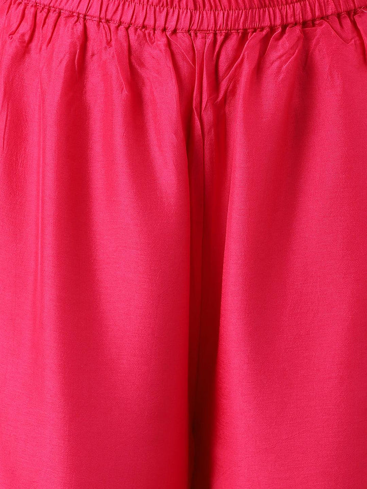 Divena Pink russian silk Hand embroidery Kurta Sharara with Organza dupatta - divena world