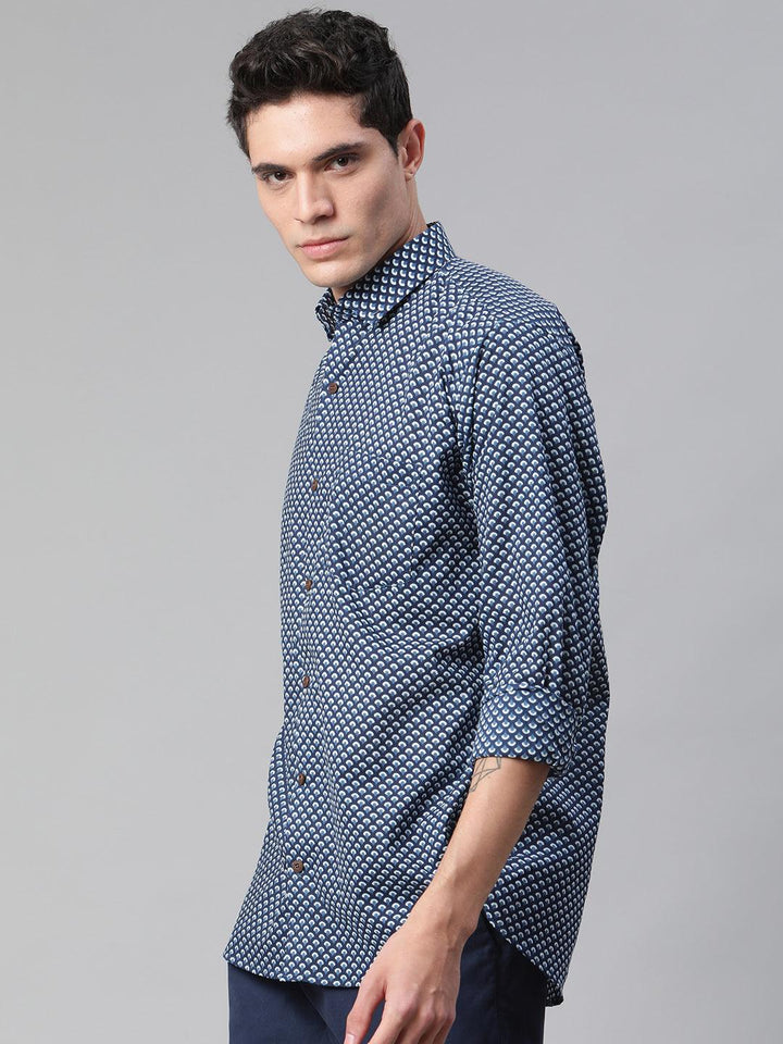 Millennial Men Indigo  Blue & White  Cotton  Full Sleeve  Shirt for Men-MMF0272 - divenaworld.com