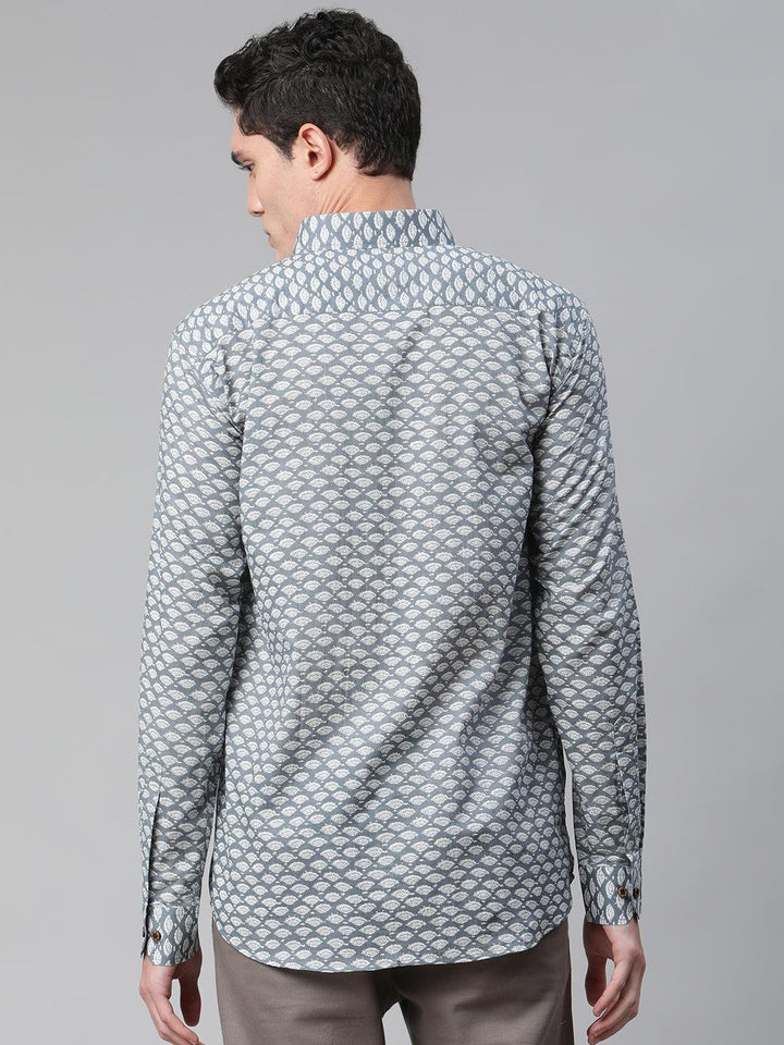 Millennial Men Grey & White  Cotton  Full Sleeve  Shirt for Men-MMF0276 - divenaworld.com