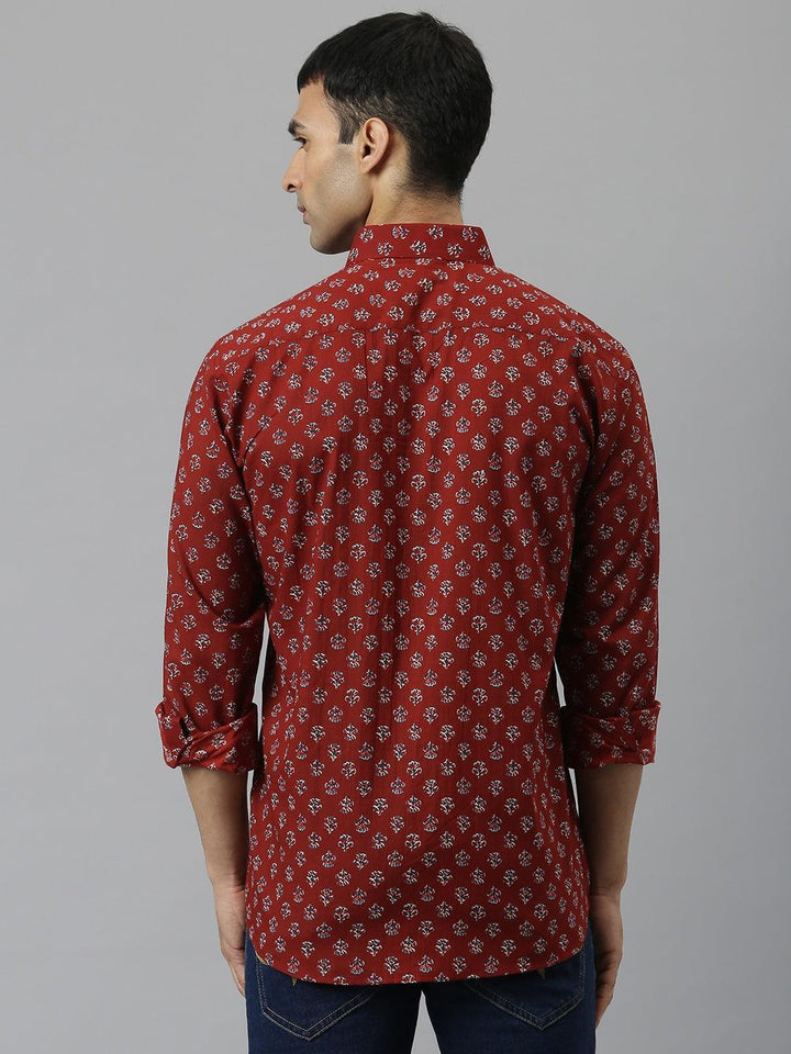 Millennial Men Maroon & Blue  Cotton  Full Sleeve  Shirt for Men-MMF0279 - divenaworld.com