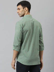 Millennial Men Green & White  Cotton  Full Sleeve  Shirt for Men-MMF0290 - divenaworld.com