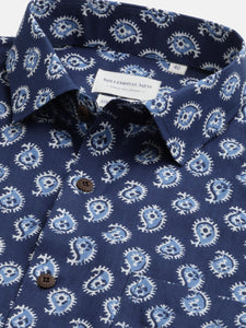 Millennial Men Indigo Blue & White  Cotton  Half Sleeve Shirt for Men-MMH0165 - divenaworld.com
