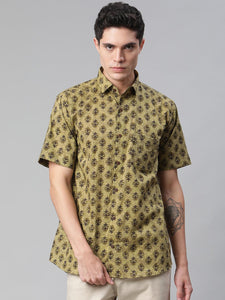 Millennial Men Olive Green  & Green Cotton  Half Sleeve Shirt for Men-MMH0166 - divenaworld.com
