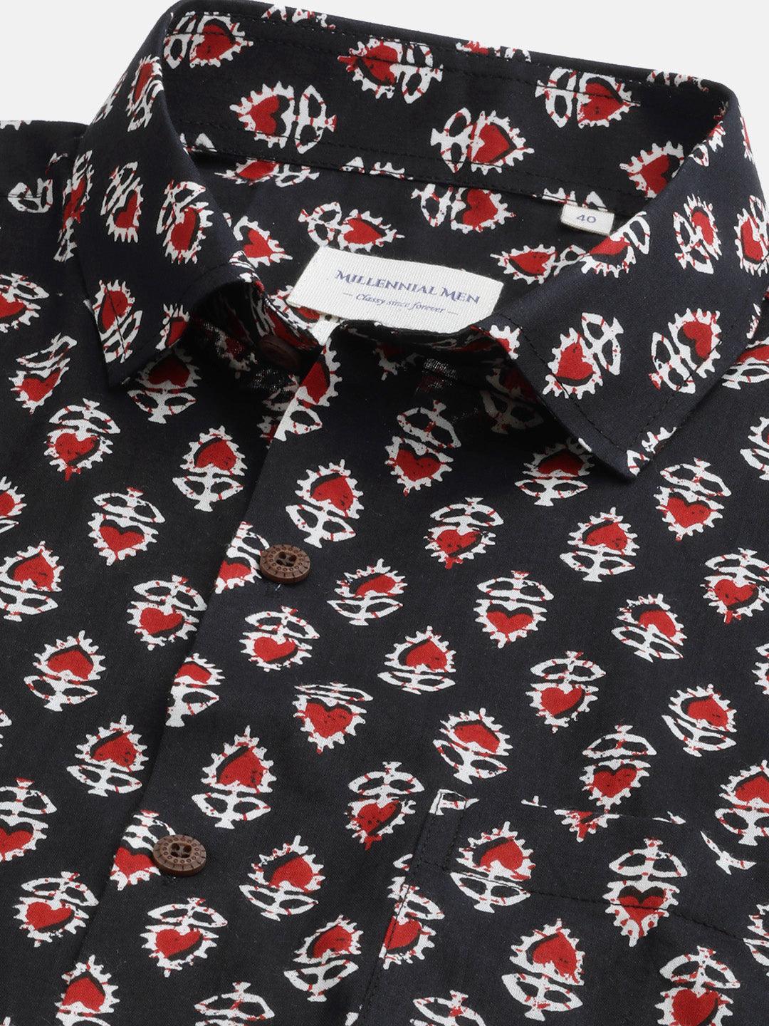 Millennial Men Black & Red Cotton  Half Sleeve Shirt for Men-MMH0167 - divenaworld.com