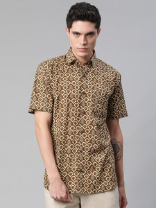 Millennial Men Brown & Beige Cotton  Half Sleeve Shirt for Men-MMH0168 - divenaworld.com