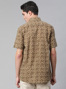 Millennial Men Brown & Beige Cotton  Half Sleeve Shirt for Men-MMH0168 - divenaworld.com