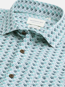 Millennial Men White & Green Cotton  Half Sleeve Shirt for Men-MMH0177 - divenaworld.com