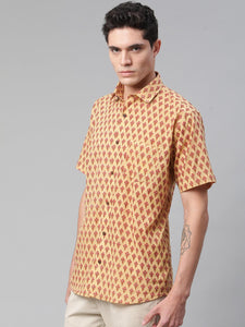 Millennial Men Yellow & Pink Cotton  Half Sleeve Shirt for Men-MMH0183 - divenaworld.com