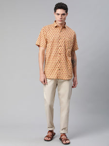 Millennial Men Yellow & Pink Cotton  Half Sleeve Shirt for Men-MMH0183 - divenaworld.com